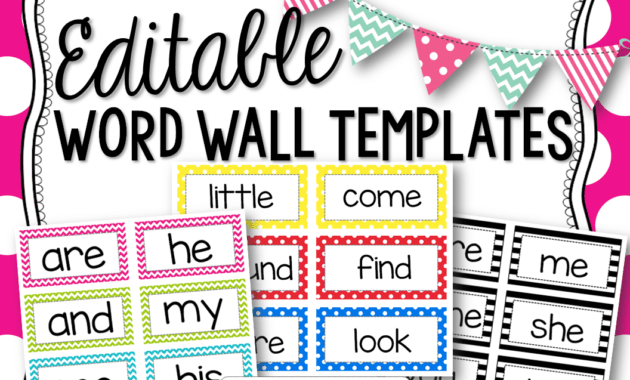 Editable Word Wall Templates! - Miss Kindergarten for Blank Word Wall Template Free