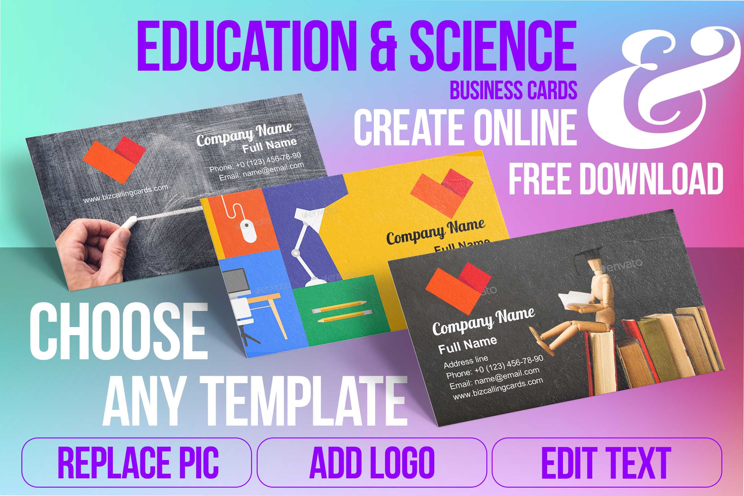 Education & Science Business Card Samples For Create Custom With Regard To Business Cards For Teachers Templates Free