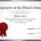 Effective Employee Award Certificate Template With Red Color For Manager Of The Month Certificate Template