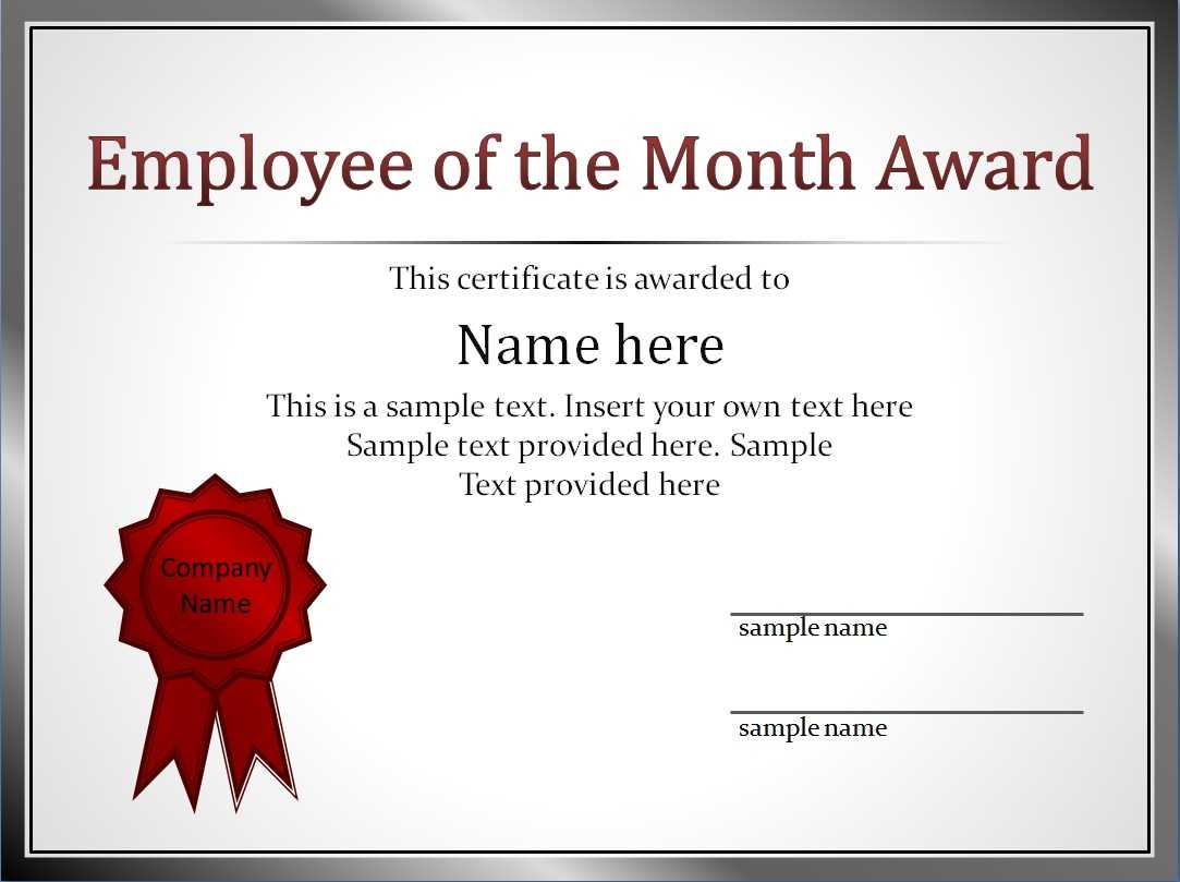 Effective Employee Award Certificate Template With Red Color For Manager Of The Month Certificate Template