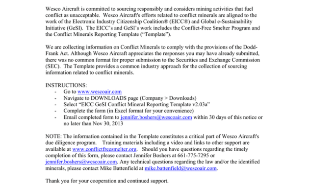 Eicc Gesi Conflict Mineral Reporting Notice Oct 2013 regarding Eicc Conflict Minerals Reporting Template