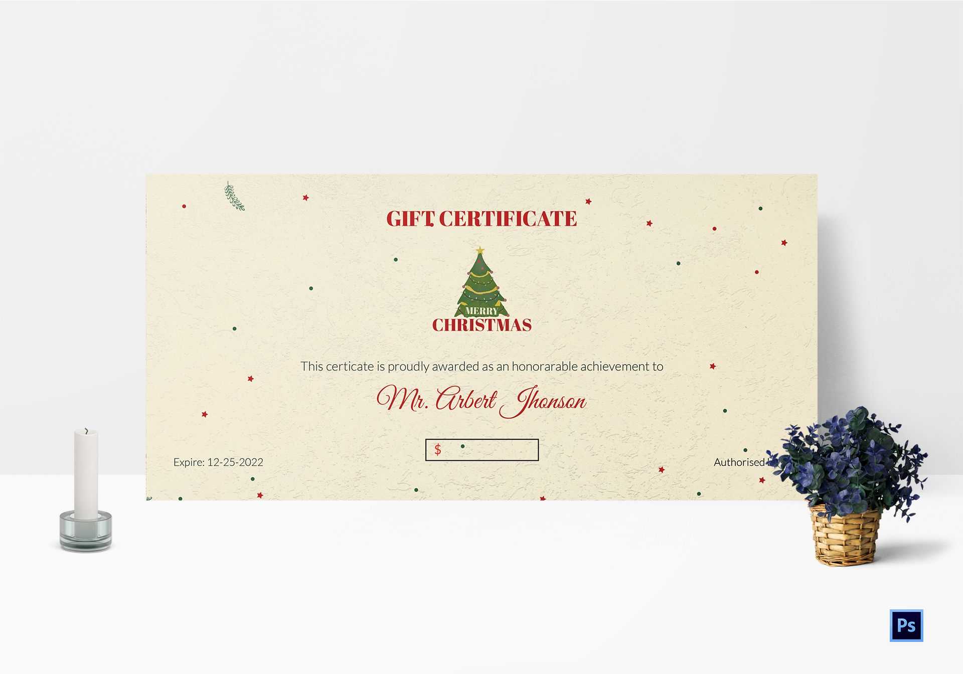 Elegant Christmas Gift Certificate Template Pertaining To Merry Christmas Gift Certificate Templates