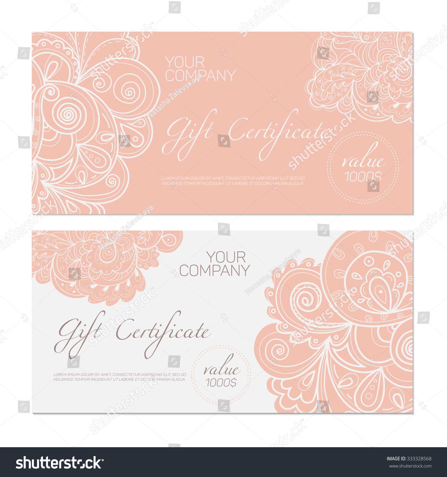 Elegant Gift Certificate Template Abstract Ornamental In Elegant Gift Certificate Template