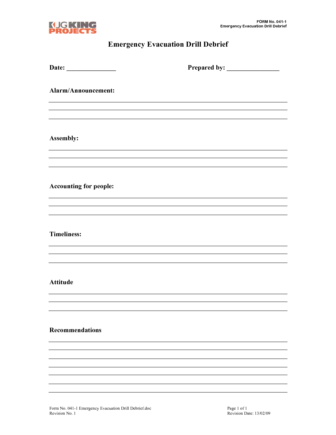 Emergency Evacuation Drill Form 295467 Project Debrief Pertaining To Debriefing Report Template