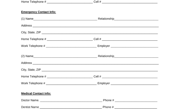 Employee Emergency Contact Form - Zohre.horizonconsulting.co pertaining to Emergency Contact Card Template