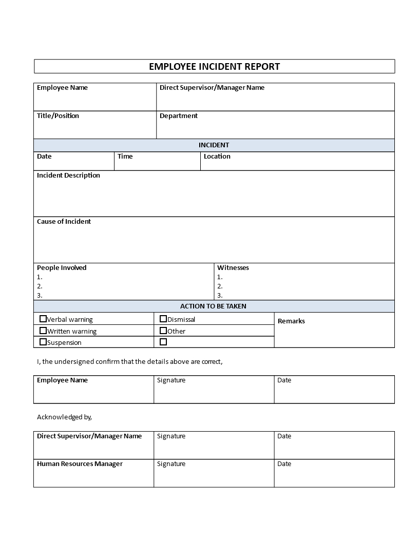 Employee Incident Report Sample Examples Letter Tagalog Form Throughout Incident Report Form Template Doc