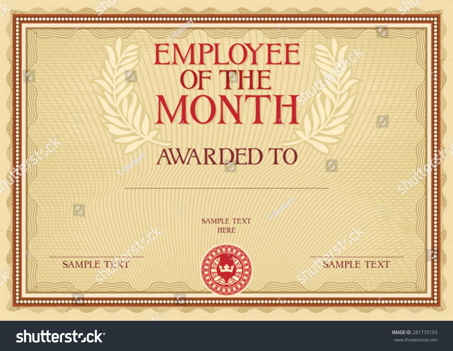 Employee Month Certificate Template Stock Vector (Royalty Regarding Employee Of The Month Certificate Template With Picture