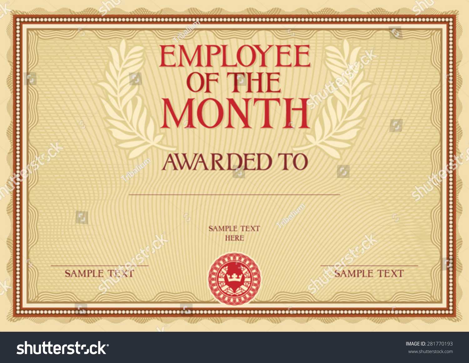 Employee Month Certificate Template Stock Vector (Royalty With Manager Of The Month Certificate Template