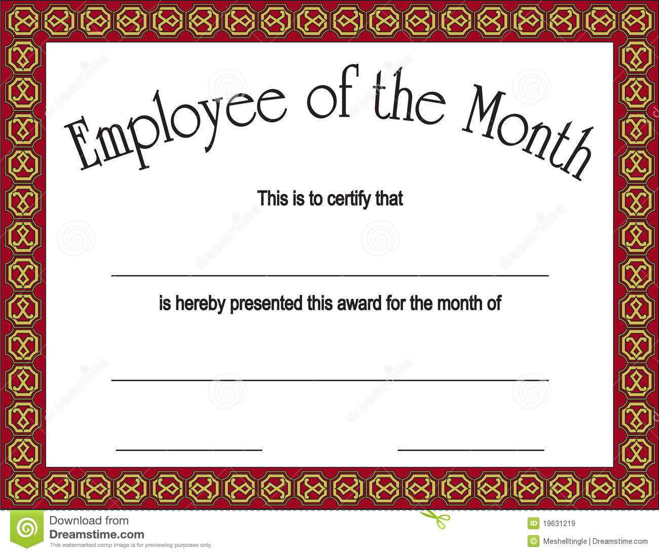 Employee Of The Month Award With Stock Vector – Illustration Regarding Employee Recognition Certificates Templates Free