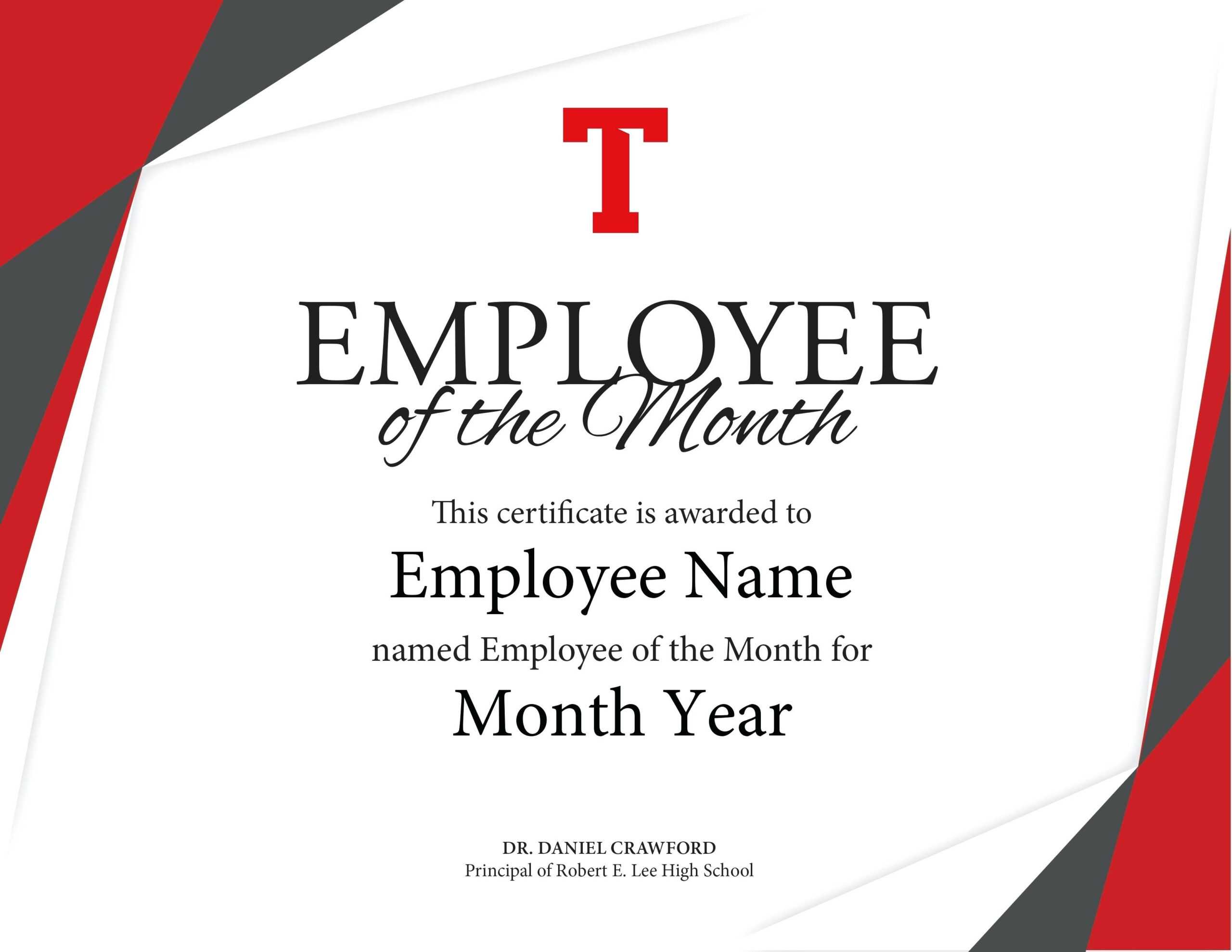 Employee Of The Month Certificate Free Well Designed Regarding Employee Of The Month Certificate Template With Picture