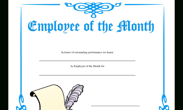 Employee Of The Month Certificate | Templates At for Employee Of The Month Certificate Template