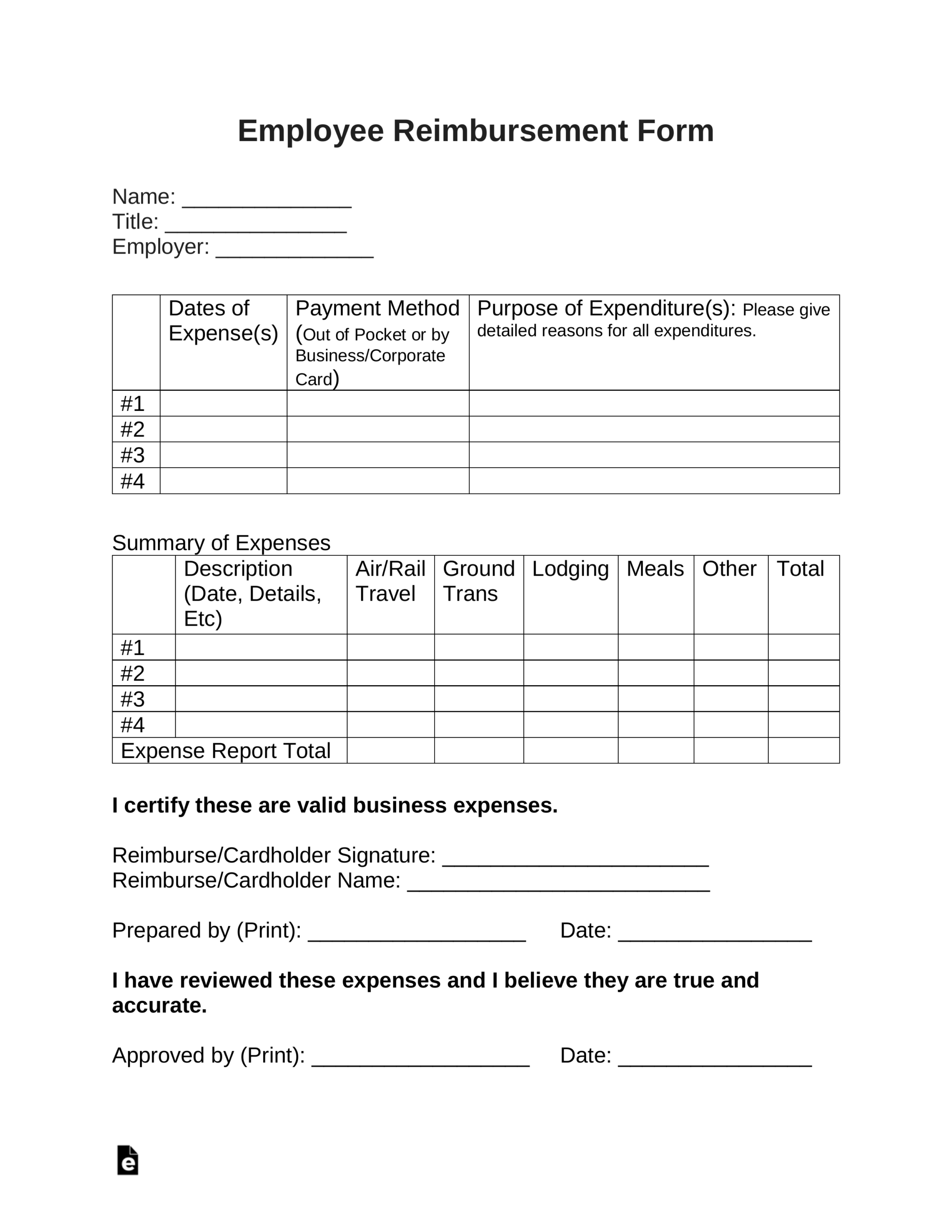 Employee Reimbursement Form – Mahre.horizonconsulting.co In Reimbursement Form Template Word