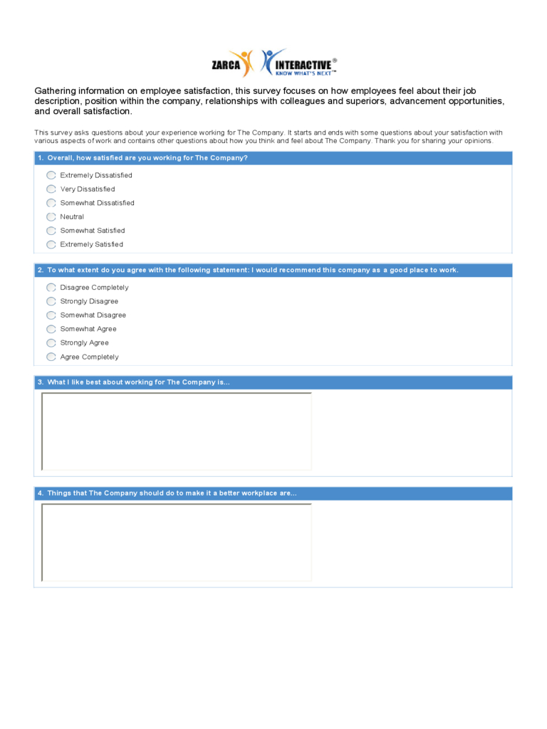 Employee Satisfaction Survey – 2 Free Templates In Pdf, Word Inside Employee Satisfaction Survey Template Word