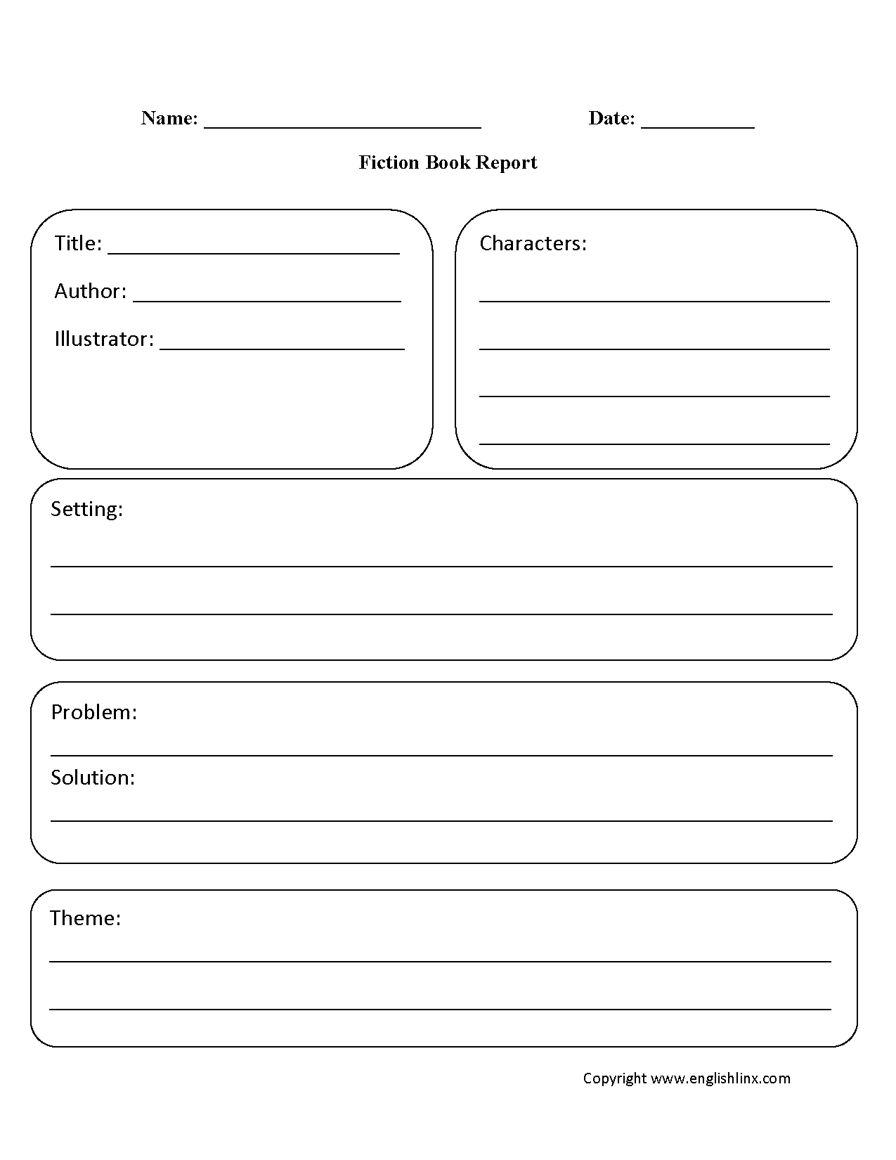 Englishlinx | Book Report Worksheets Inside Story Report Template