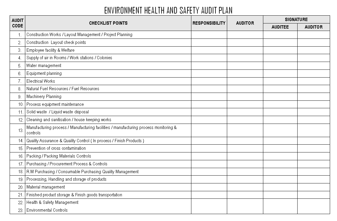 Environment Health And Safety Audit Plan - Intended For Annual Health And Safety Report Template