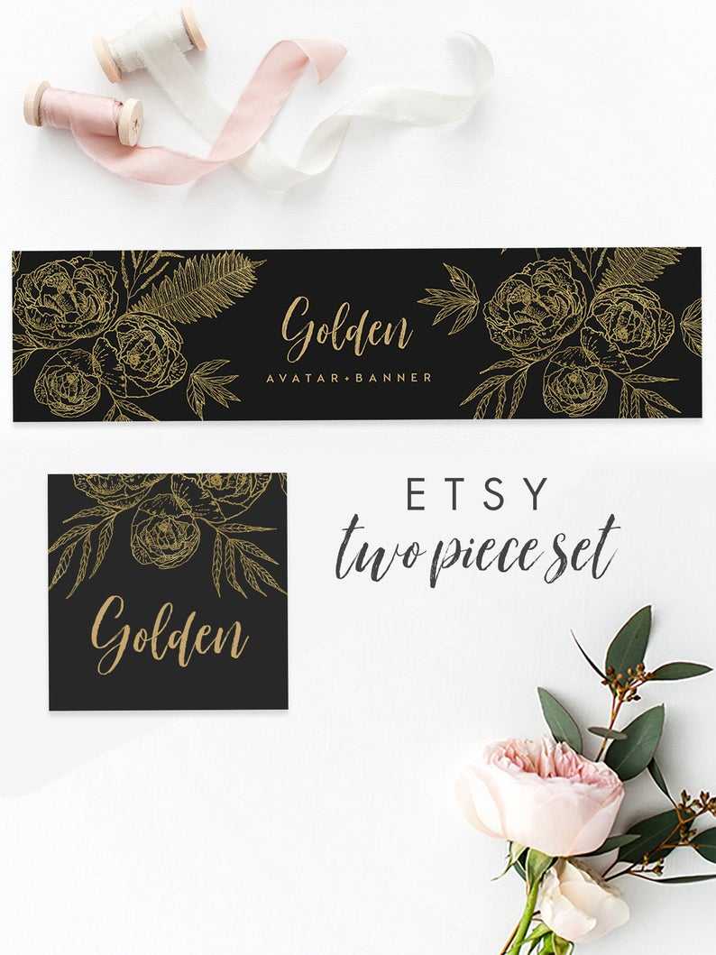 Etsy Banner & Avatar Template Instant Download Templett, Editable, Branding  Set Premade Etsy Set Etsy Shop Branding, Banner, Floral, Golden Inside Etsy Banner Template