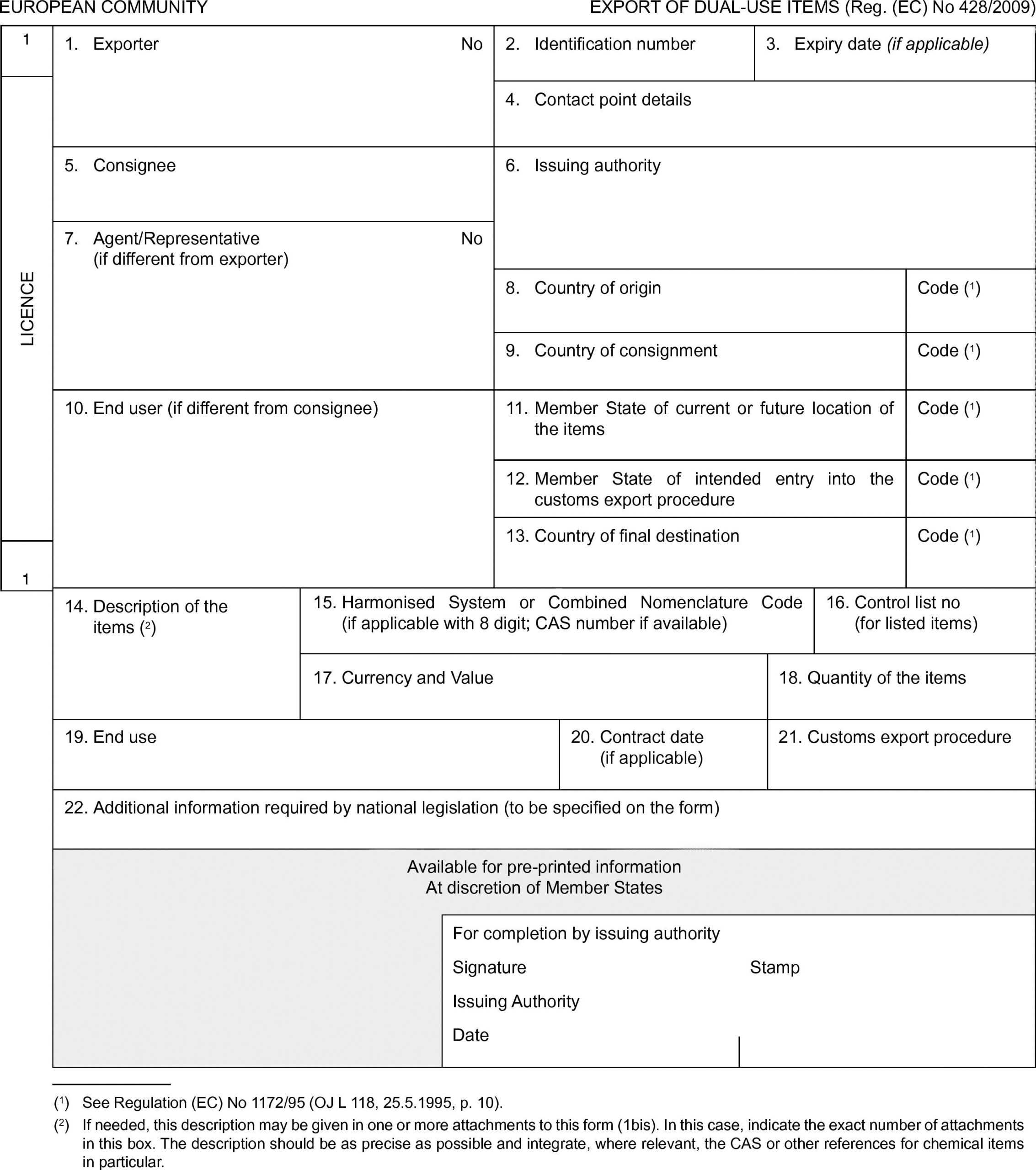 Eur Lex – 02009R0428 20171216 – En – Eur Lex With Regard To Compass Deviation Card Template