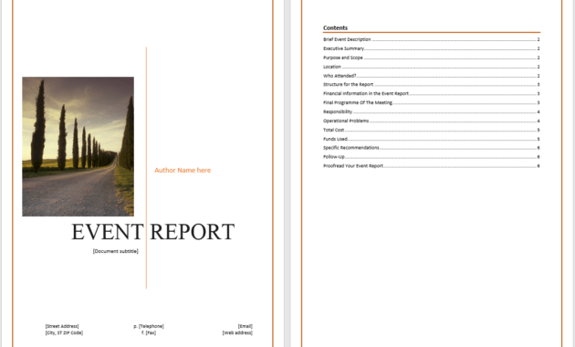 Event Report Template - Microsoft Word Templates for Simple Report Template Word