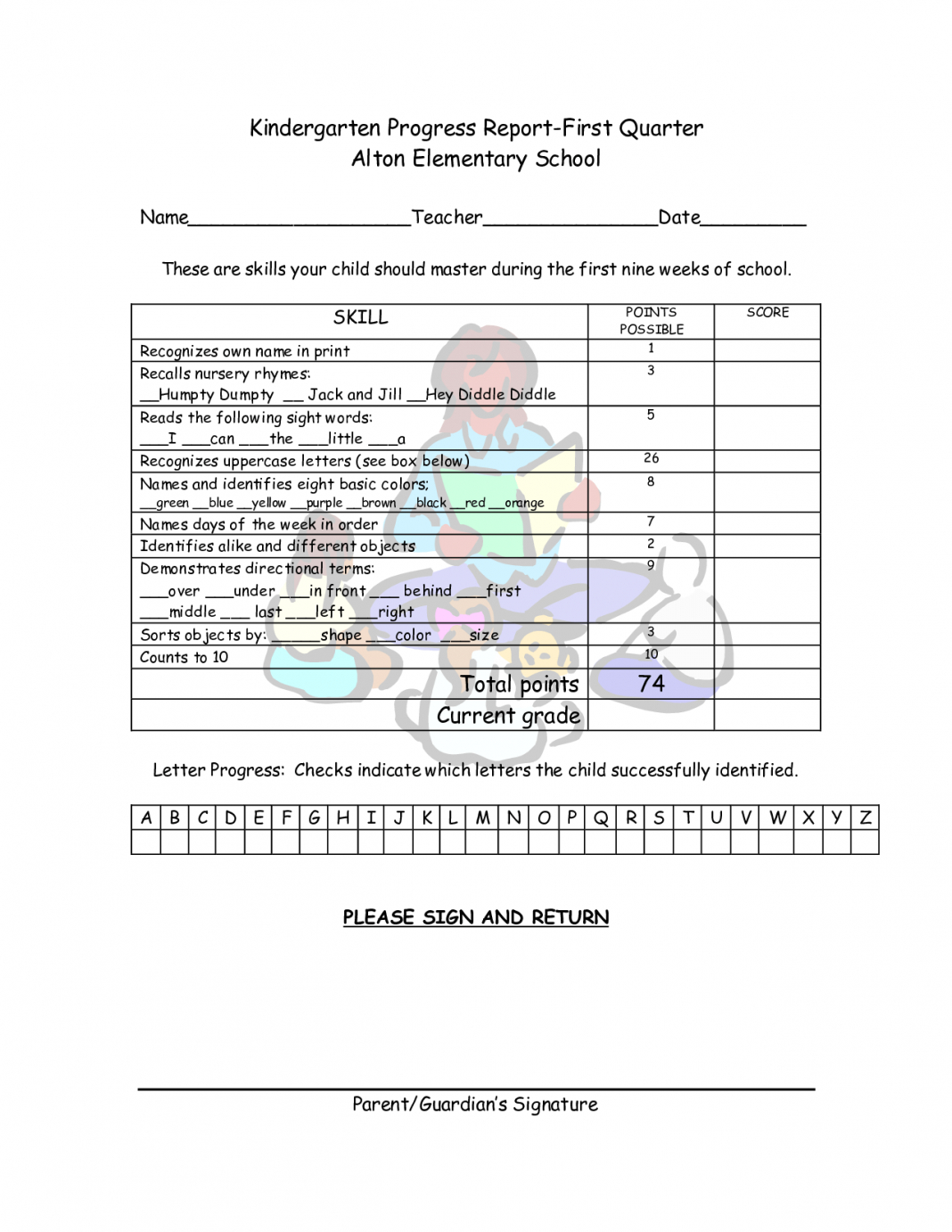 Example Of Progress Report For Students Sample Preschool Inside Preschool Progress Report Template