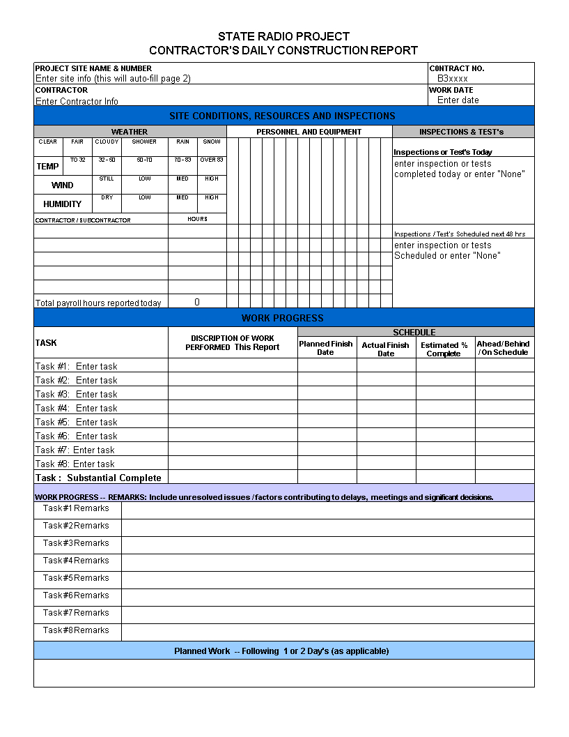 Excel Daily Report | Templates At Allbusinesstemplates For Daily Inspection Report Template