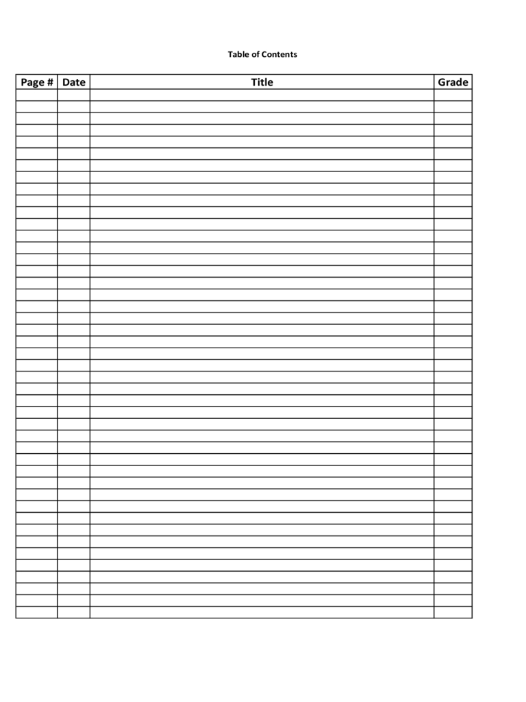 Excel Table Of Contents Template - Mahre.horizonconsulting.co Throughout Blank Table Of Contents Template Pdf