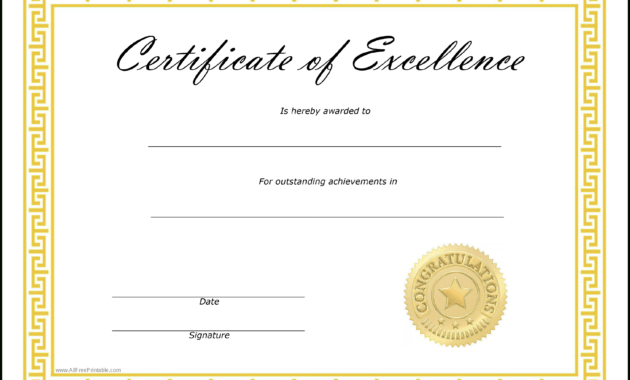 Excellence Award Template - Zohre.horizonconsulting.co for Free Certificate Of Excellence Template