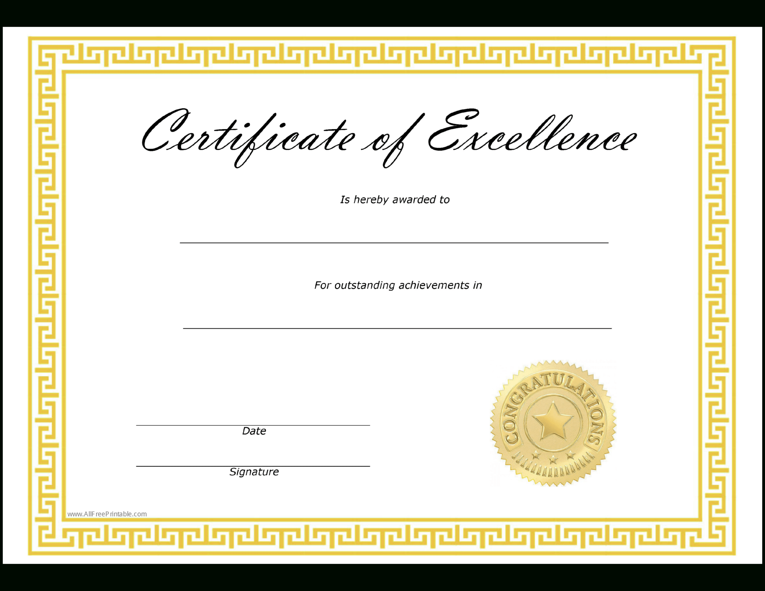 Excellence Award Template – Zohre.horizonconsulting.co For Free Certificate Of Excellence Template