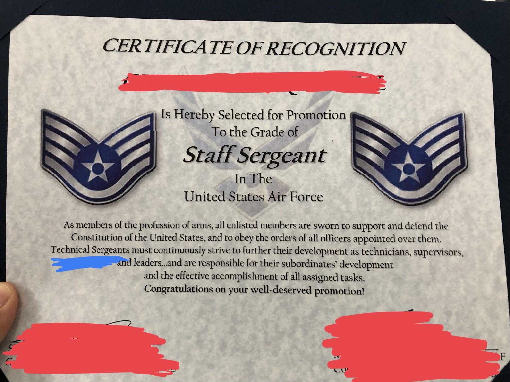 Excited For My Promotion To Sta— Uhh : Airforce Throughout Officer Promotion Certificate Template