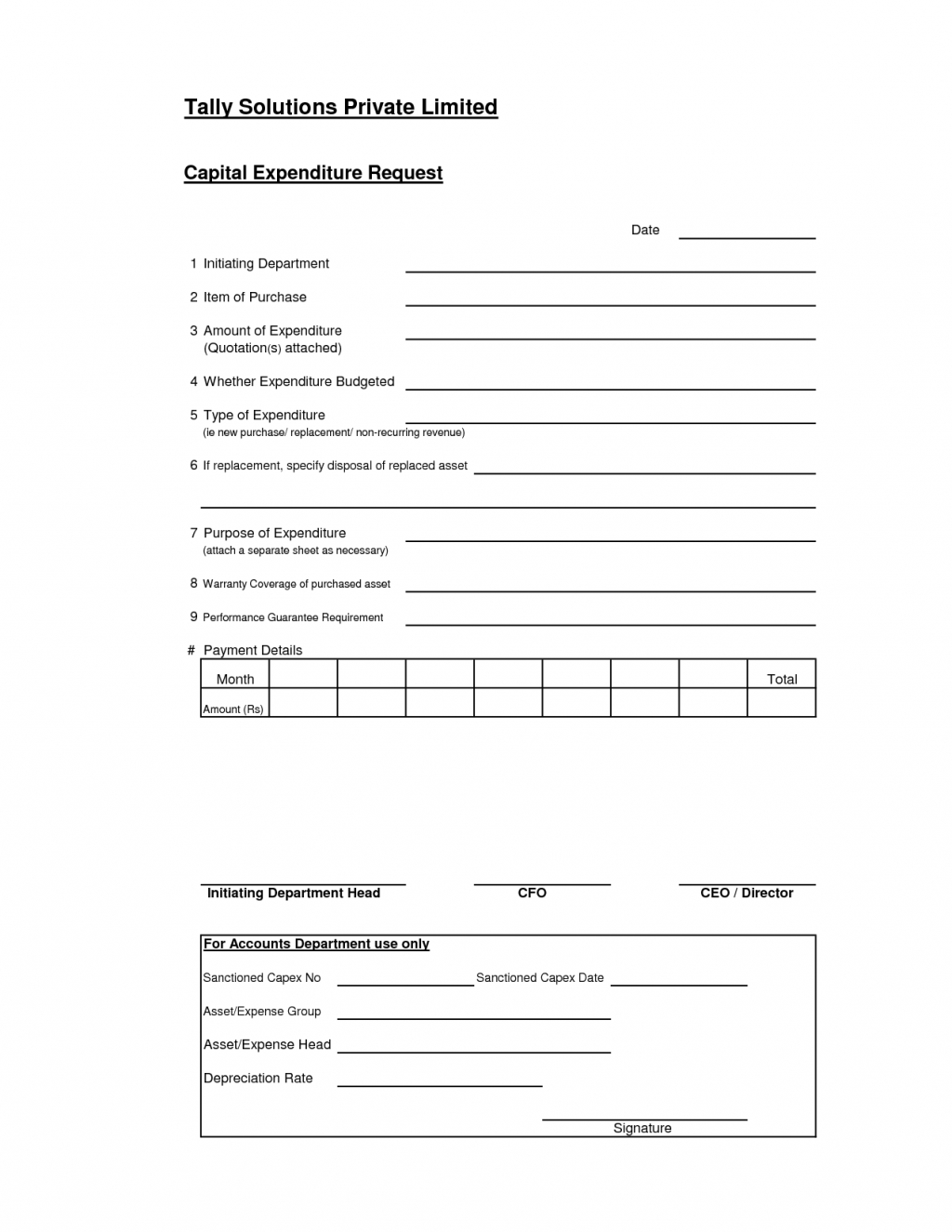 Expenditure M Template Example Income And Capital Approval Throughout Capital Expenditure Report Template