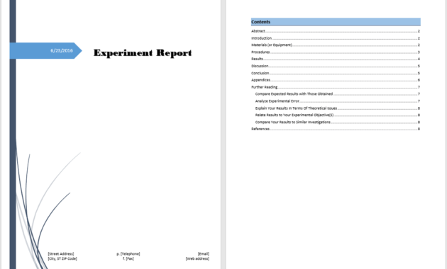 Experiment Report Template - Microsoft Word Templates regarding Lab Report Template Word