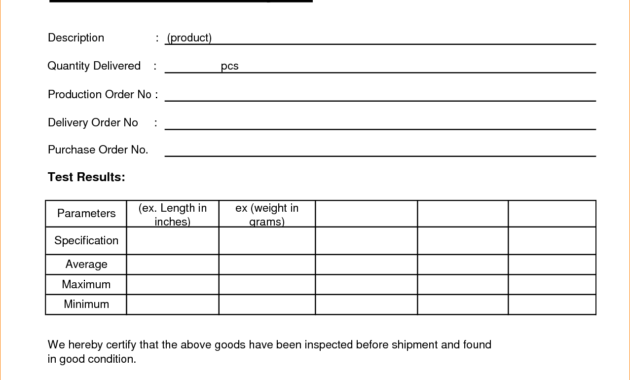 🥰4+ Free Sample Certificate Of Analysis (Coa) Templates🥰 within Certificate Of Analysis Template