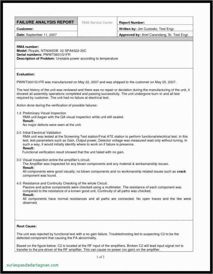 Failure Analysis Report Template Regarding Failure Analysis Report Template