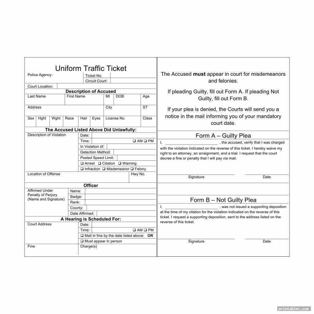 Fake Speeding Ticket Template Printable For Fun – Printabler Pertaining To Blank Speeding Ticket Template