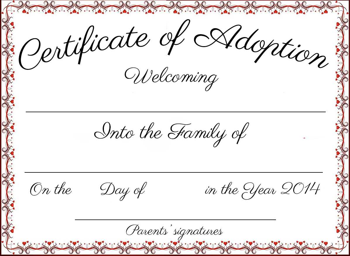 Fan Printable Adoption Certificate | Chavez Blog Intended For Blank Adoption Certificate Template