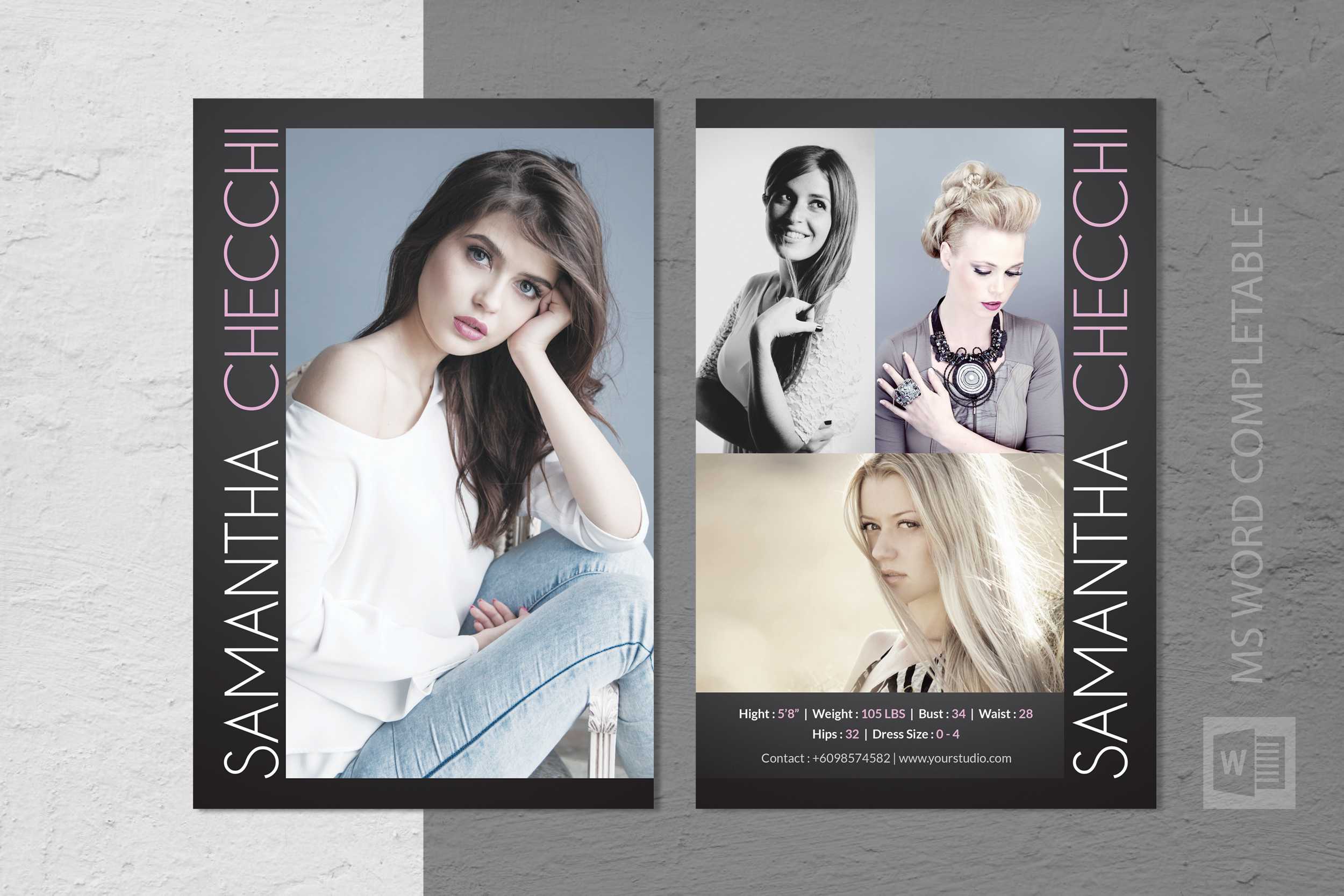 Fashion Modeling Comp Card Template In Comp Card Template Psd