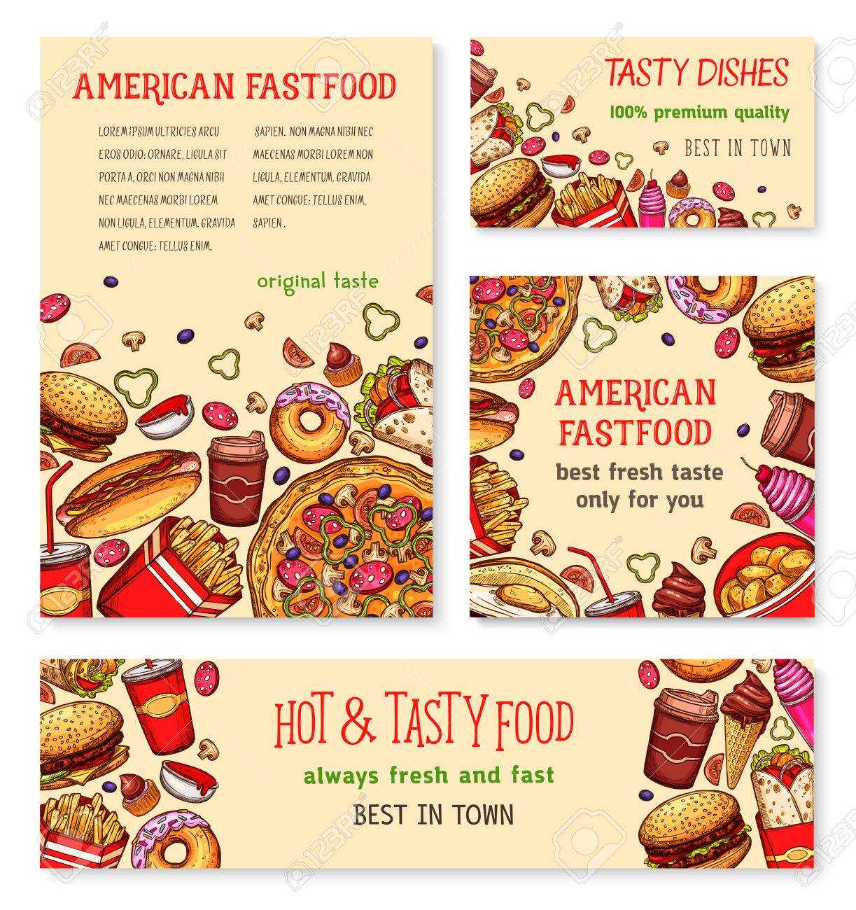 Fast Food Banner And Poster Template Set Design In Food Banner Template