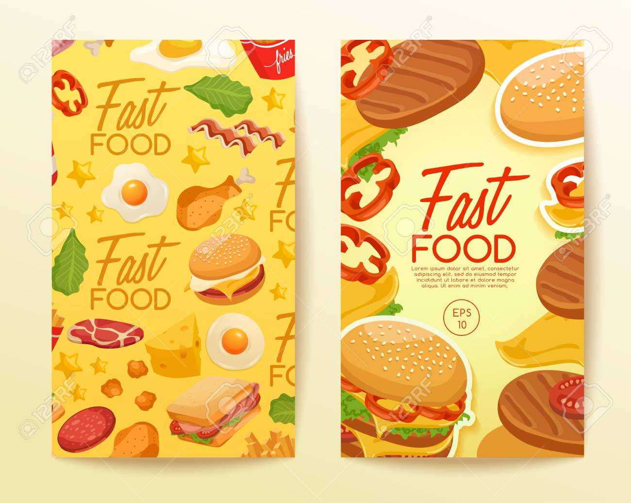 Fast Food Elements : Vertical Banner Template : Vector Illustration In Food Banner Template