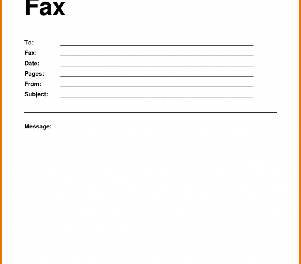 Fax Cover Sheet Template Word Spreadsheet Examples Printable Pertaining To Fax Template Word 2010