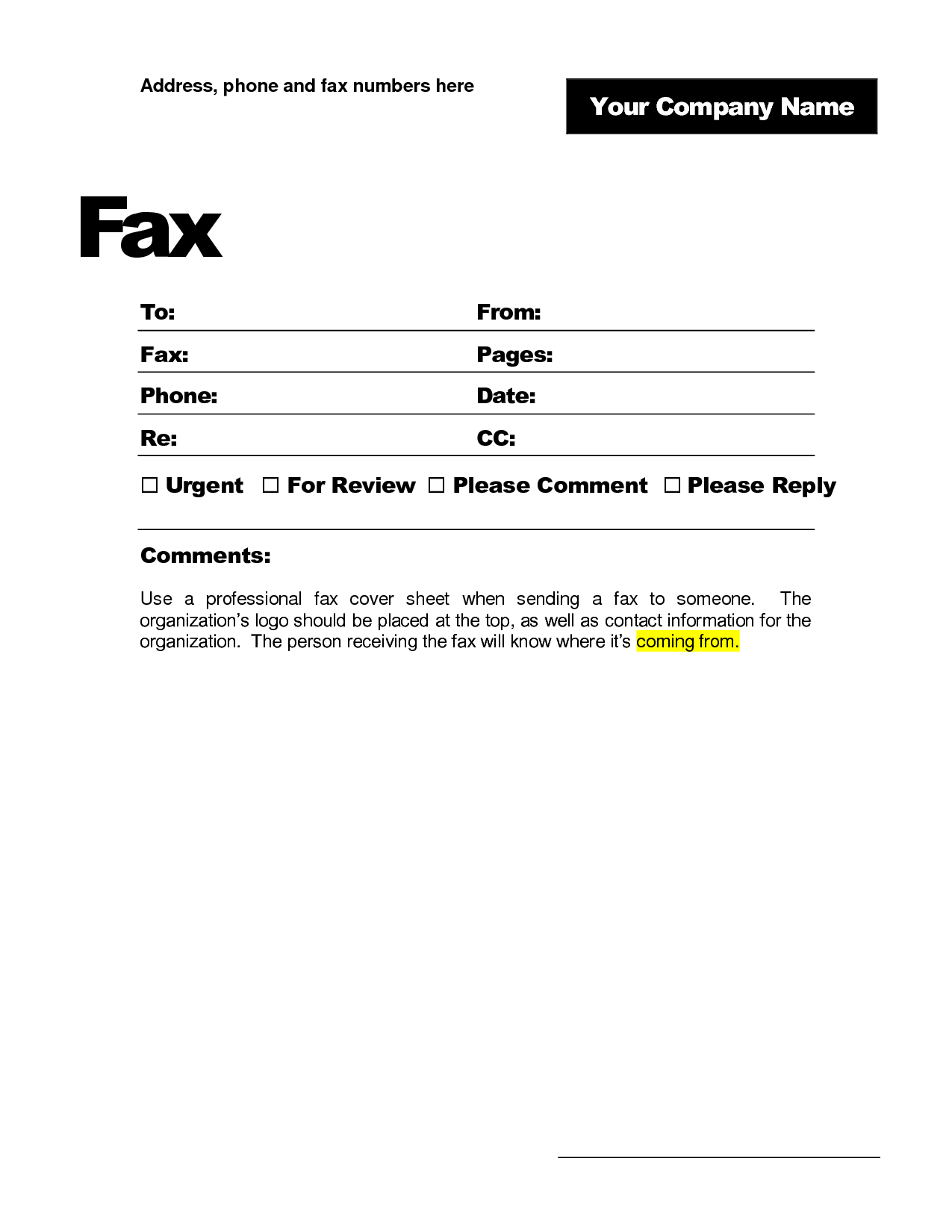 Fax Cover Sheet Template Word Spreadsheet Examples Printable With Fax Template Word 2010