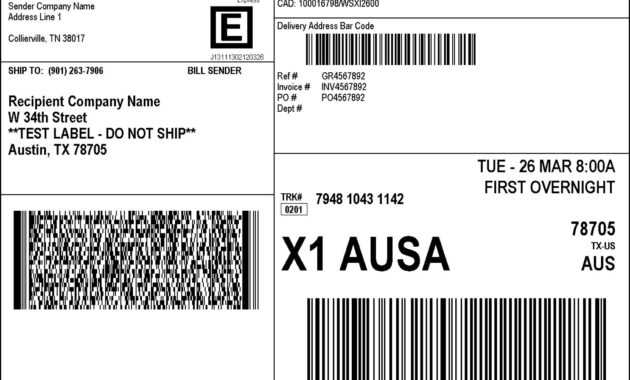 Fedex Shipping Label - Sample Templates - Sample Templates regarding Fedex Label Template Word