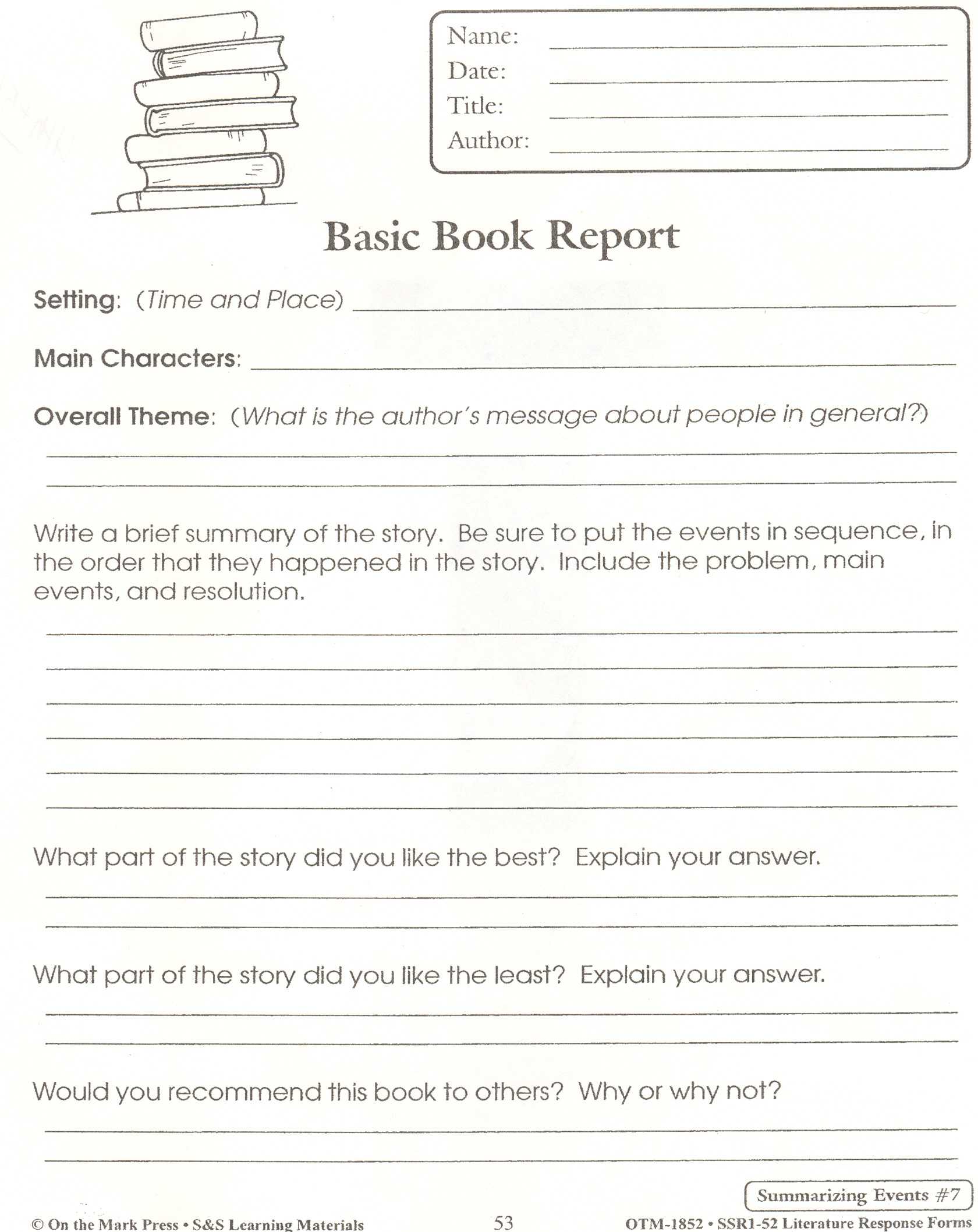 Fiction Book Report Template Free Download Sample 4Th Grade Pertaining To 4Th Grade Book Report Template