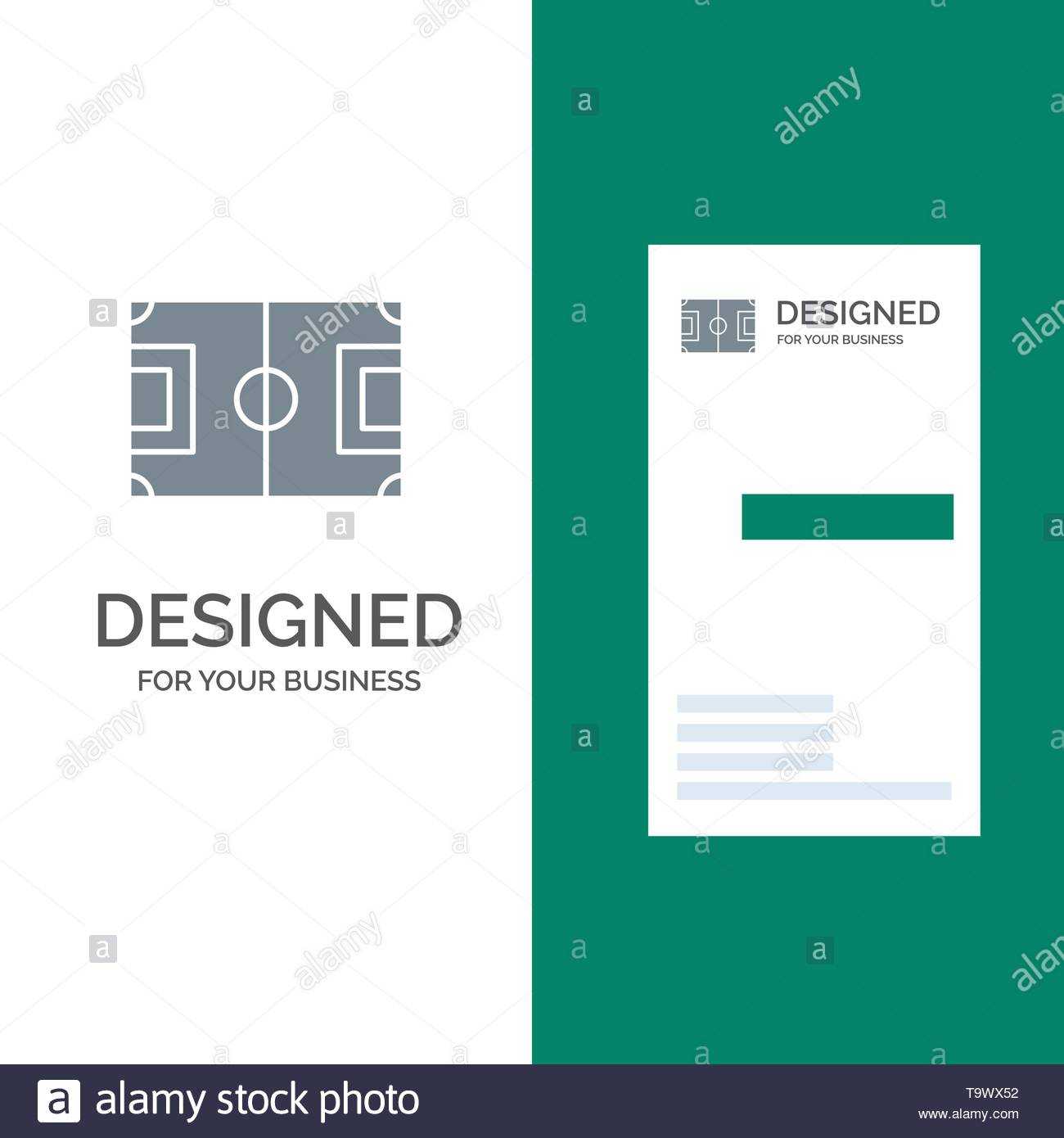 Field, Football, Game, Pitch, Soccer Grey Logo Design And Pertaining To Football Referee Game Card Template