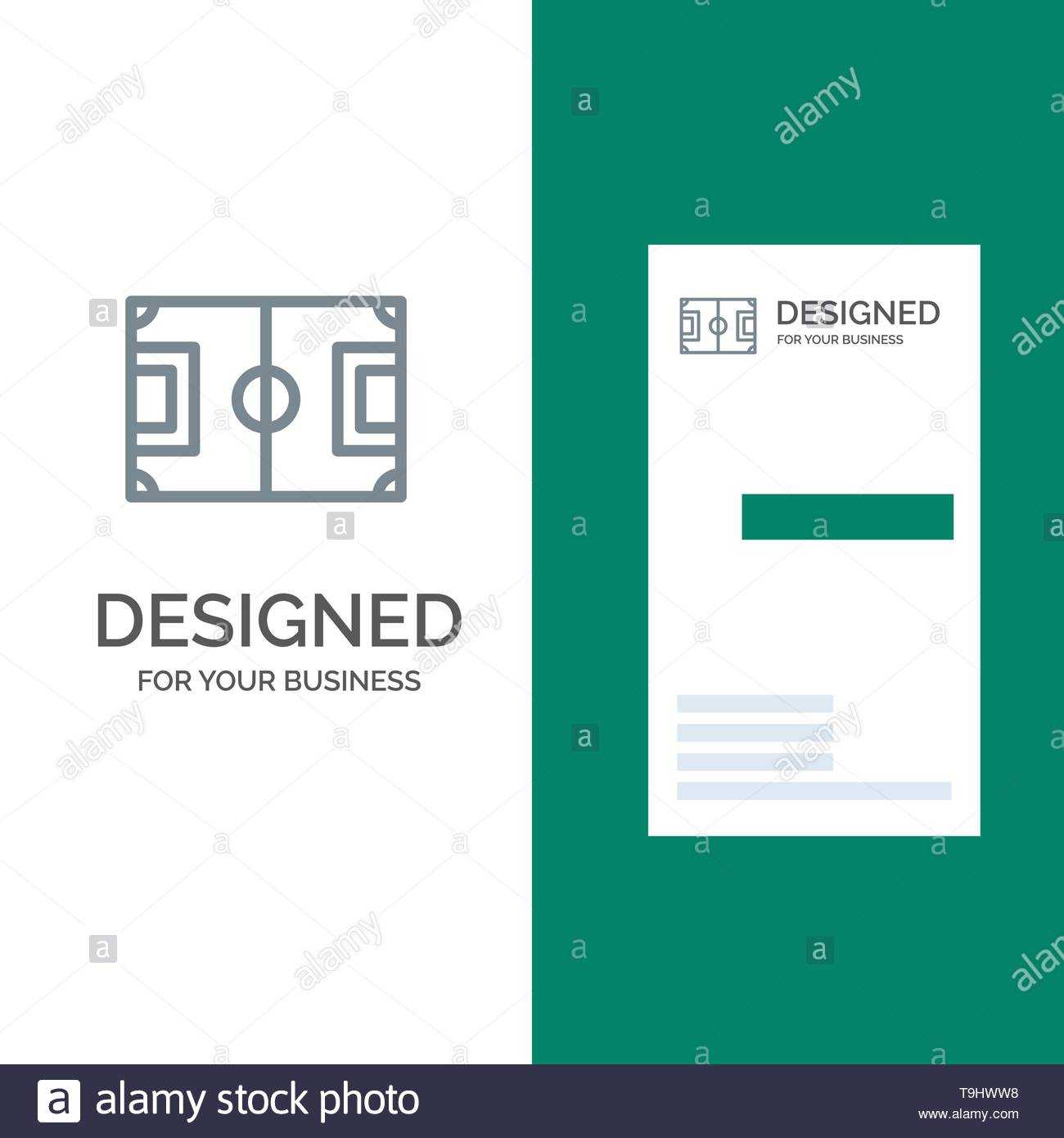 Field, Football, Game, Pitch, Soccer Grey Logo Design And With Soccer Referee Game Card Template