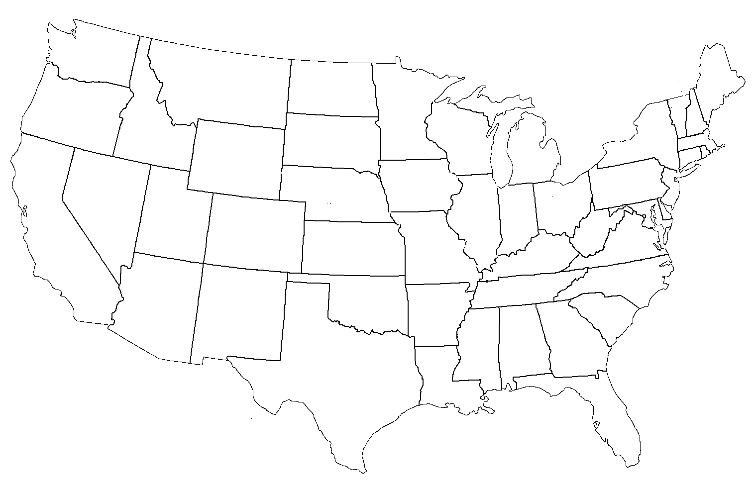 File:united States Administrative Divisions Blank With Regard To United States Map Template Blank
