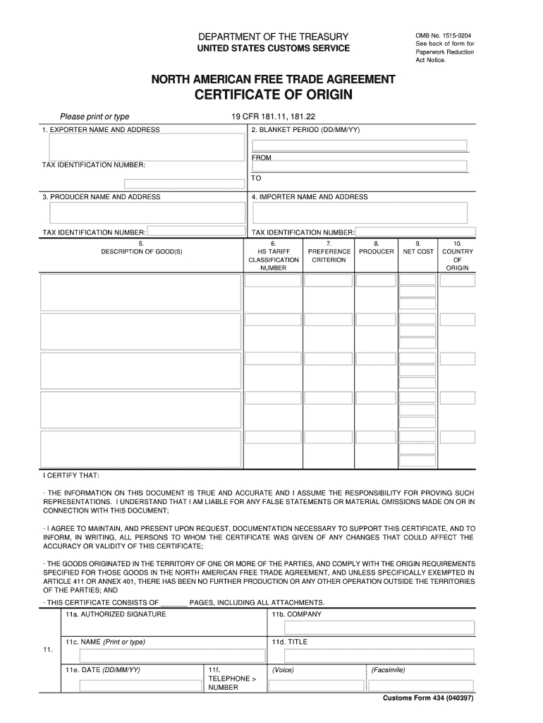 Fillable Nafta Certificate Of Origin – Fill Online With Regard To Nafta Certificate Template