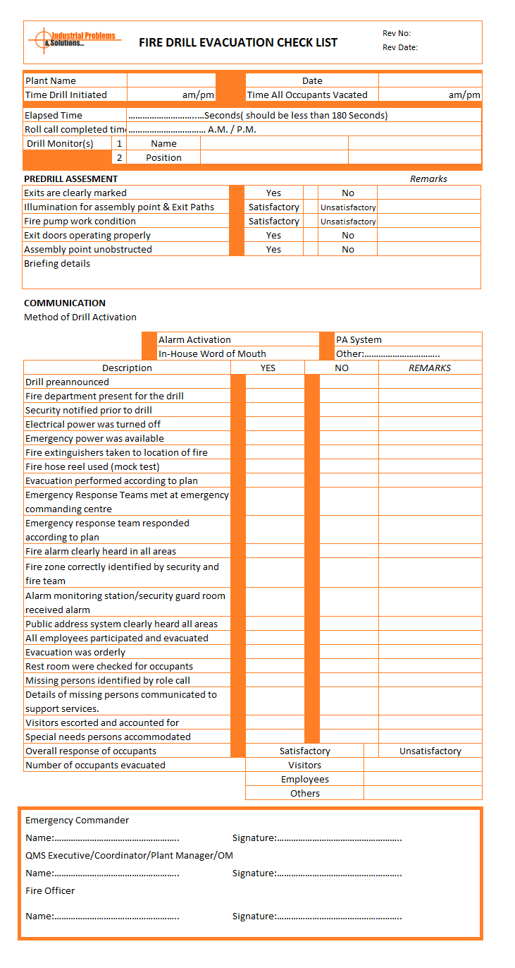 Fire Drill And Evacuation Management System – Safety Requirement In Emergency Drill Report Template