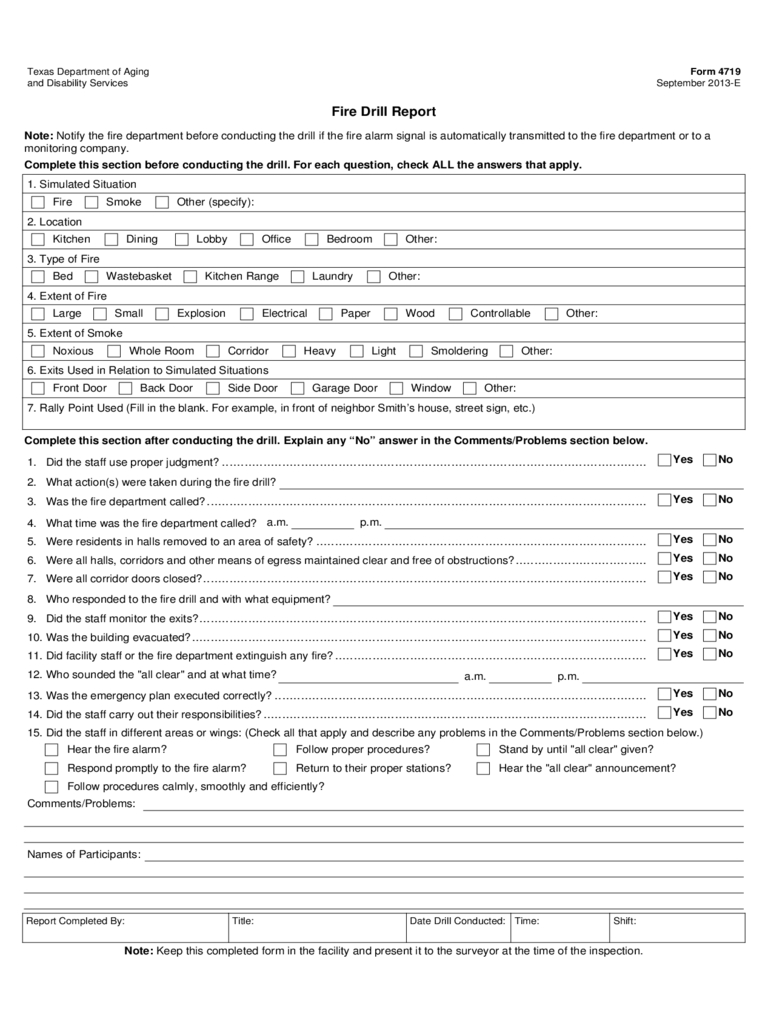 Fire Drill Report Form – 2 Free Templates In Pdf, Word Throughout Emergency Drill Report Template