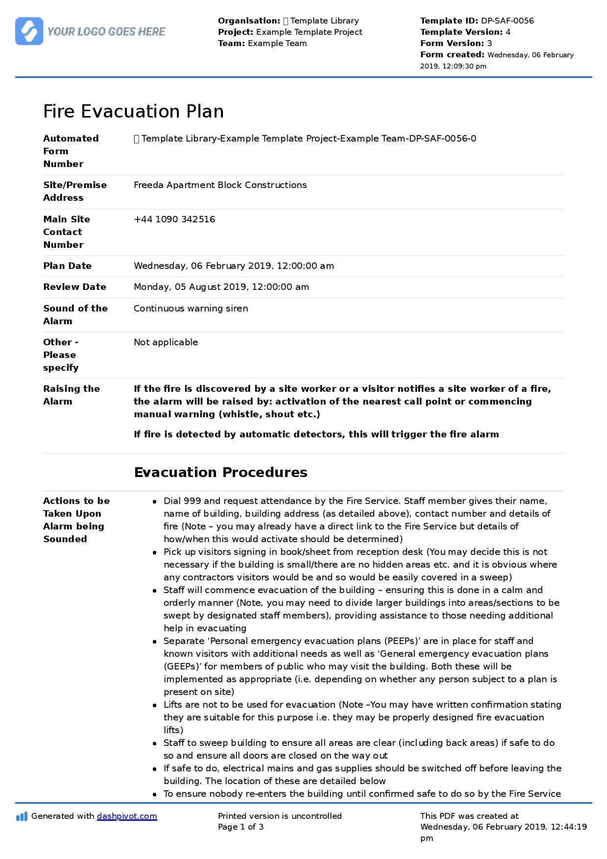 Fire Evacuation Plan Template – Free And Customisable Template Intended For Fire Evacuation Drill Report Template