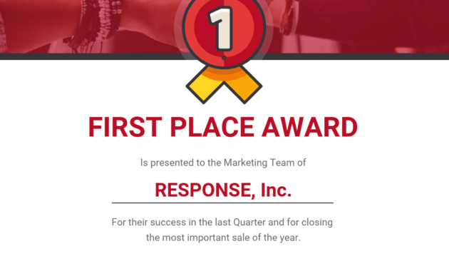 First Place Award Certificate Template in First Place Certificate Template