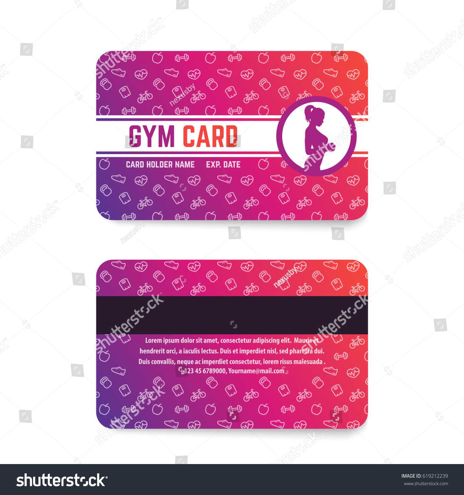 Fitness Club Gym Card Template Stock Vector (Royalty Free With Regard To Gym Membership Card Template